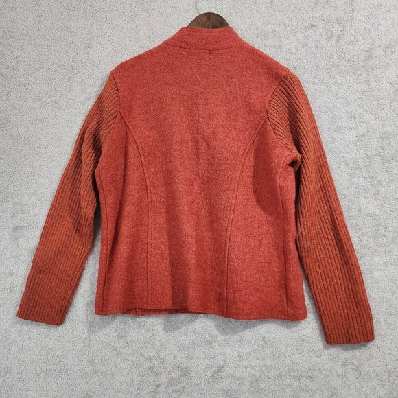 Carole Little Womens Orange Wool Blend Jacket Size L Full Zip Mock neck JPT - Picture 2 of 7